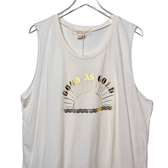 NEW Saltwater Luxe Cream Good As Gold Women’s Muscle Tank Sz 2X - Picture 4 of 9